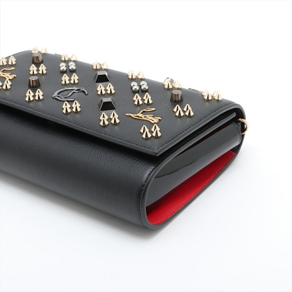 Christian Louboutin Panettone Leather Stud Chain Shoulder Bag Black - Picture 3 of 8